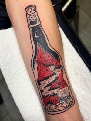 #bottle #mountain by Szabla#blackwork #red 