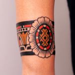 Arm band tattoo by Vic James #VicJames #armband #armbandtattoo #band #bracelet #bands #color #traditional #pattern #floral #flower #ornamental #arm