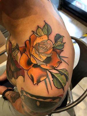 #golden #rose by Grant#neotraditional #colorwork