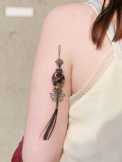 Black norigae with bat ornaments and moon #tattoo #norigaetattoo #fantattoo #peonytattoo #colortattoo #flowertattoo #tattooistsion