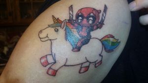Deadpool riding a unicornUpper arm 