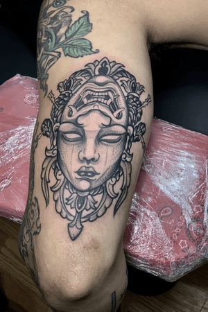 Girl and Mask Tattoo 