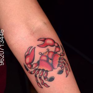 Neo Traditional Crab cancer zodiac done at Kinglines Tattoo StudioFor appointments- 9620713446