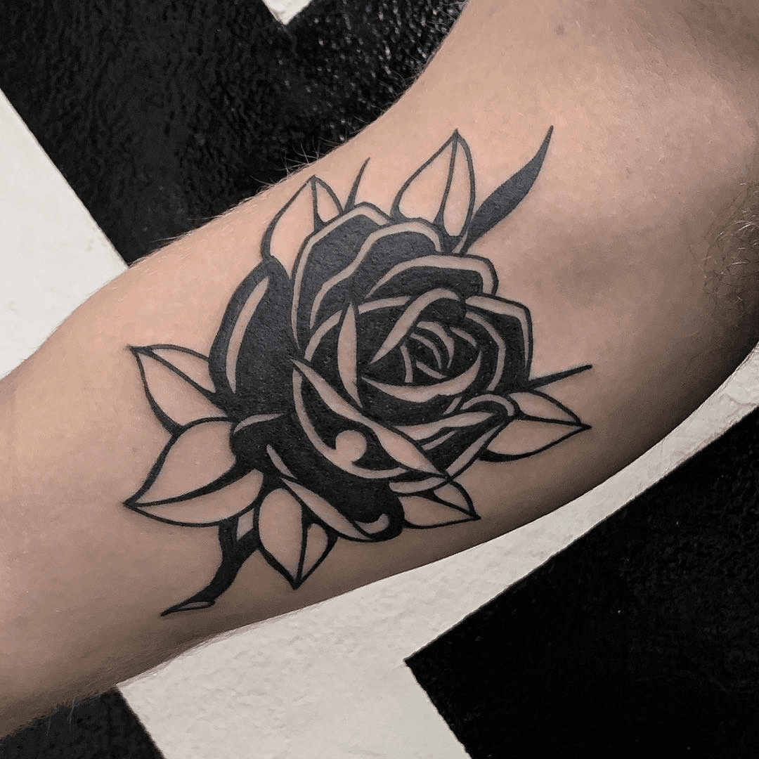 old school black rose tattoo