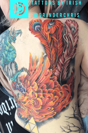 Phoenix and dragon backpiece a few more sessions to go