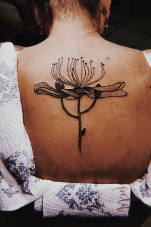 Waterflower #backpiece #graphic #black #flower 