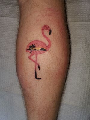 Flamingo,  paradise,  80's tattoo,  island,  Hawaii,  pink