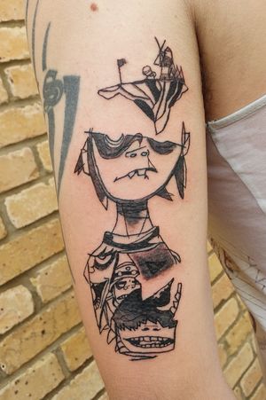 Gorillaz tattoo done on my mate today first one on somebody else