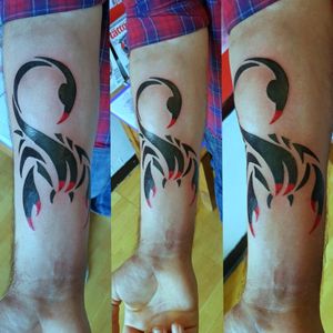 Tribal Scorpion, and client's first tattoo 😁#Scorpion #ScorpionTattoo #Tribal #TribalTattoo #TribalScorpion #TribalAnimal 