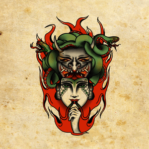 Medusa Design. When medusa take off her beautiful mask,her horrible heart also appeared. •Tattoo booking                                                           Contract:+852 69376996