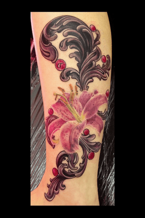 Ornemental with lilium,design and tattoo by Laetitia Coleman