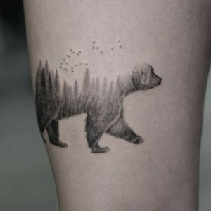 Bear 🐻Black and grey, realism, geometry