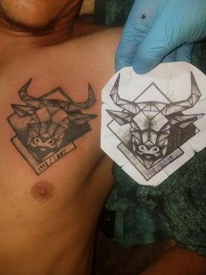 Bull's hologram Tattoo 4.5inch tattoo 6k 