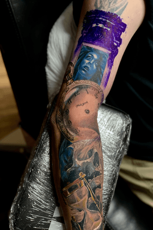 Sleeve im working on, this is 2nd session. Have one more session on the outside. Msg me if you're interested in getting tattooed. Dallas and San Antonio, Tx.