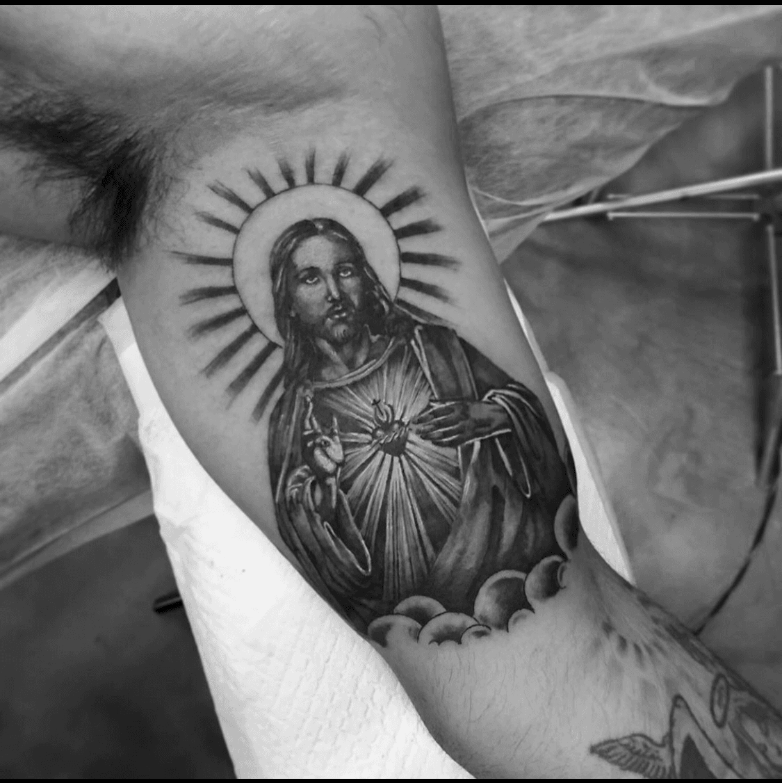 neo traditional jesus tattoo