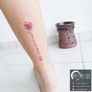 Rose mini leg tattoo 