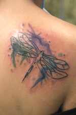 Watercolor Dragonfly tattoo on the Shoulder