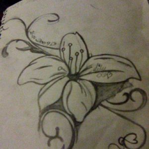 Samoan lily blossom thigh tattoo