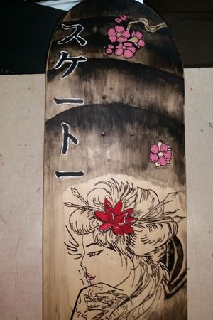Skate board (coy,gasha,cherry blossoms,and skate in Japanese)