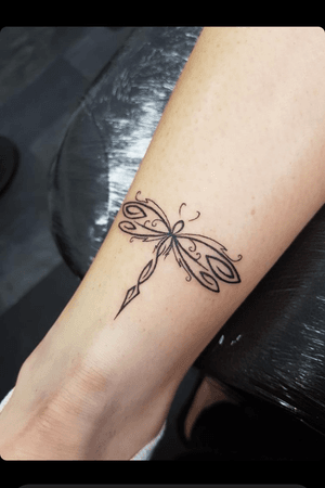 5th tatt dragonfly 😝 #dragonfly #tribal #black