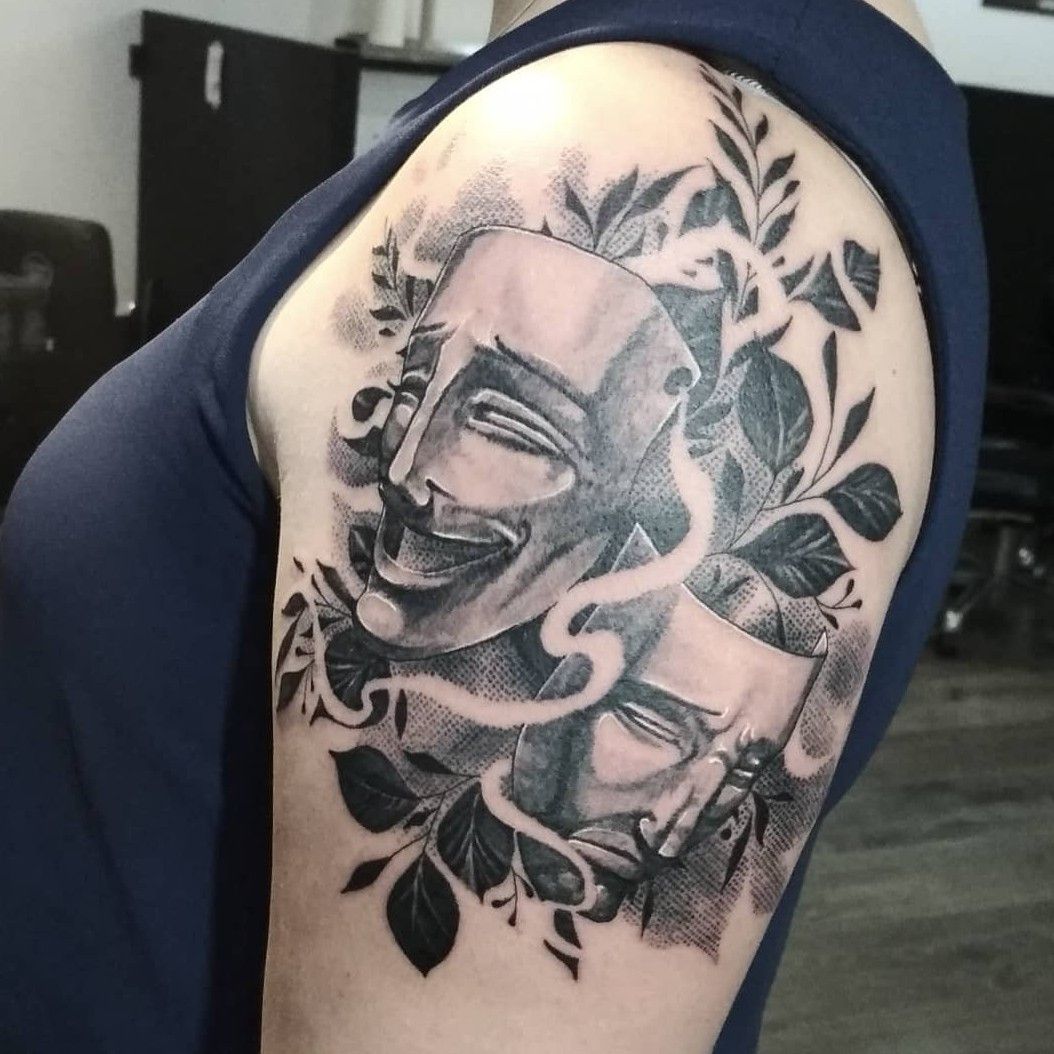Comedy And Tragedy Skulls Mask tattoo