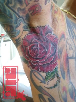 Rose in armpit...#rosetattoo #flowertattoo #illustrative #graphic #style #redrose #byjncustoms