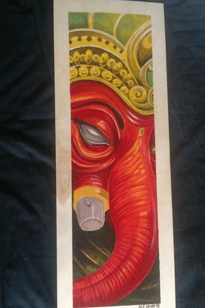 "Ganesh" Acrilico Su Legno 