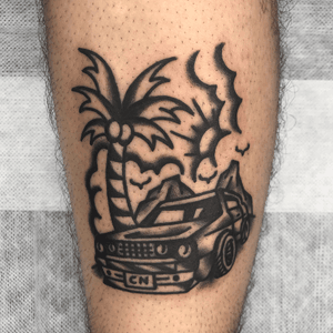 Old car with black and gray.#tattoodo #oldschool 