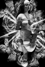 Double ended nun on a bed of roses, photoshop concept 