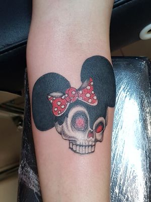 Minie mouse skull tattoo my work