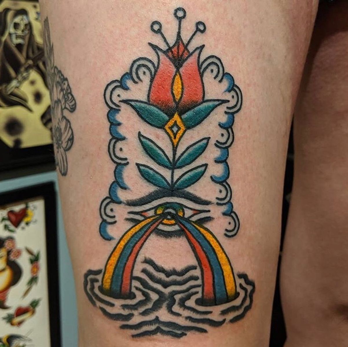 Tattoo uploaded by Spirited Tattoo • traditional color legtattoo