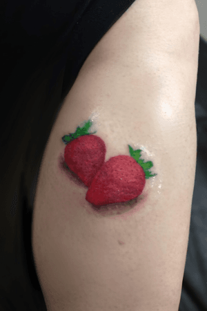 #strawberries #israel #tattooisrael #colorrealism #fruittattoos