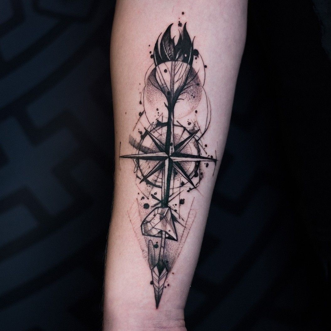 Compass arrow tattoo by nedielko  Tattoogridnet