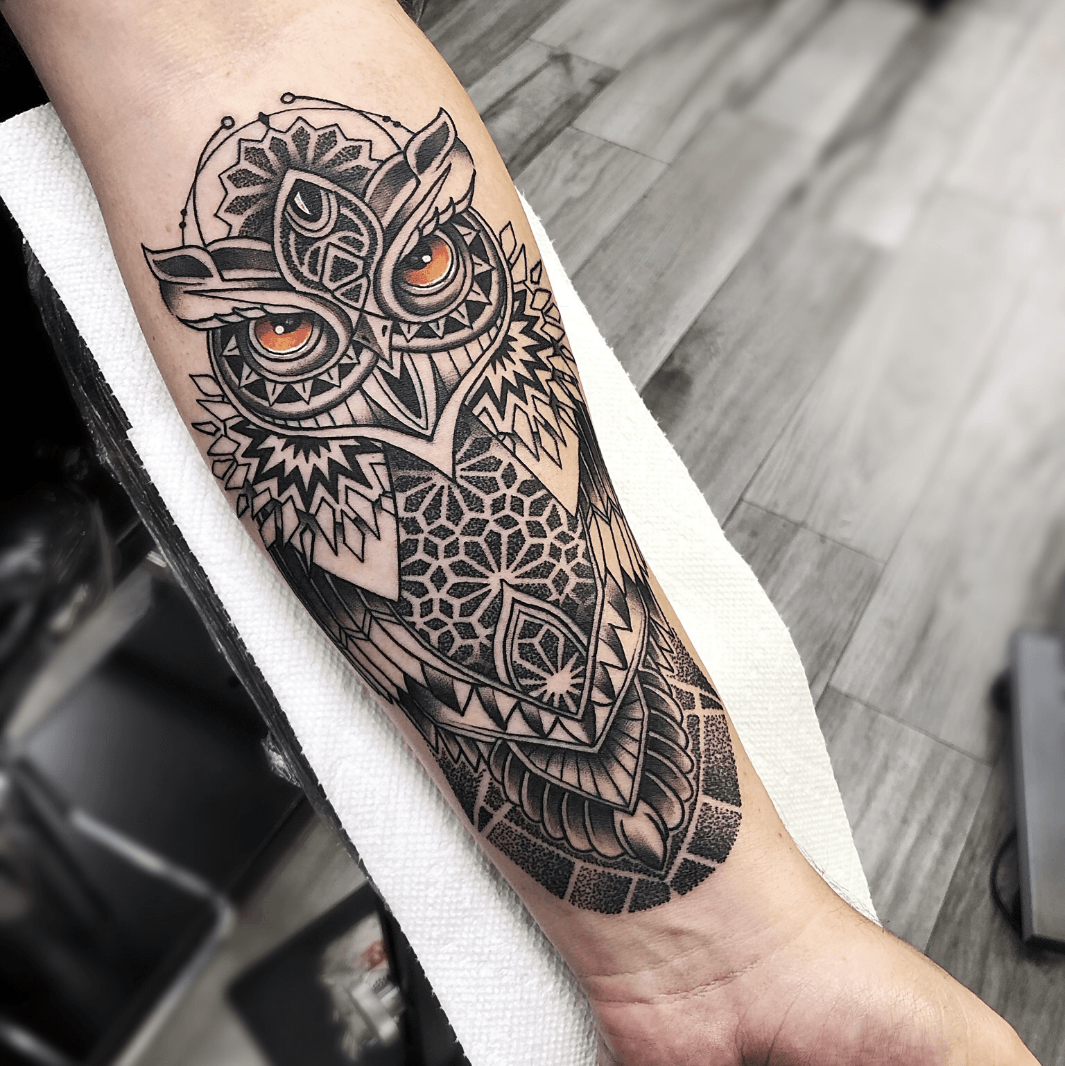 50 Beautiful Owl Tattoo Designs  TattooBloq  Geometric owl tattoo Geometric  owl Owl tattoo design