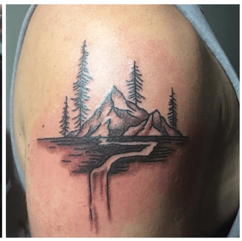 Mountains and a river tattoo  Tattoogridnet