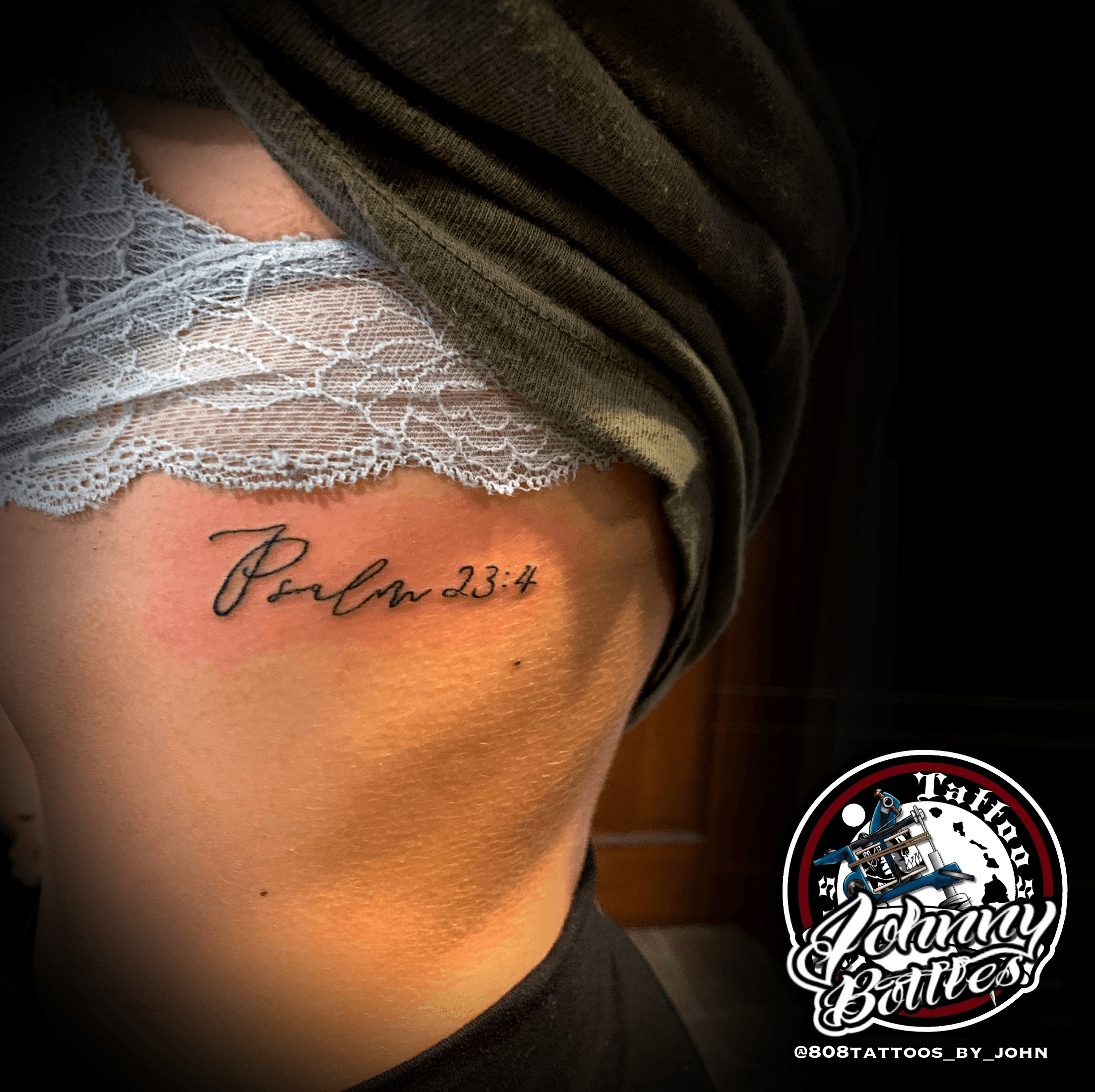 Black and Grey Psalm 23 tattoo by Dimas Reyes TattooNOW