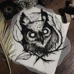 Design de tatuagem de coruja #owl #creepy #coruja #design #ideia #owltattoo #blackandgrey 