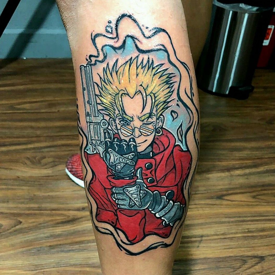 LOVE  PEACE Vash the Stampede by me Jared Howell at Desire Ink Lab in  Salem OR  rtattoos  Tattoos Anime tattoos R tattoo