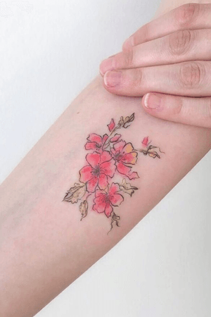 Fine-line watercolor floral by Amanda Wachob