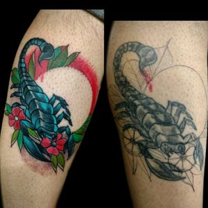 Un mejorado de hoy.. #tattoo #inked #ink #escorpion #scorpion #neo #traditional #neotraditional #neotraditionaltattoo #tatuajeneotradicional #tatuajeescorpion #scorpiontattoo #pergamino #luchotattoo #luchotattooer 