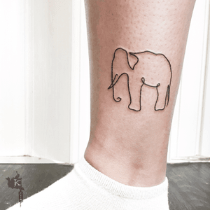 By Kirstie Trew • KTREW Tattoo • Birmingham, UK 🇬🇧 #elephanttattoo #lineworktattoo #tattoo #birminghamuk #legtattoo