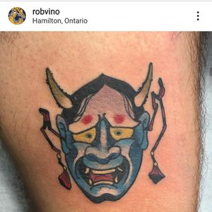 Blue Oni flash piece done by Rob Vino from Grey Harbour Hamilton