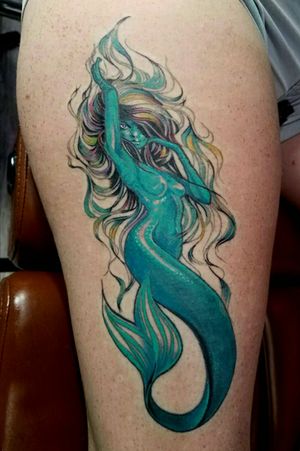 Fun little mermaid thigh piece I did.  