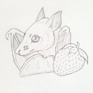 cute fruit bats drawing
