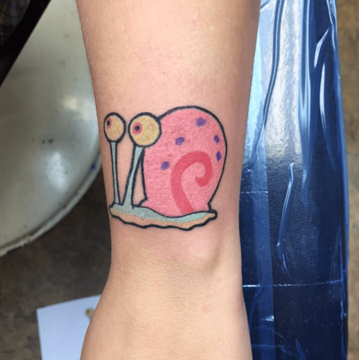 Gary the snail tattoo done today by Hol Insta holbtats  tattoo    TikTok