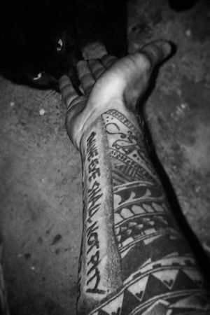 My right arm.#tribal #dark #bandana #blackwork #cat 