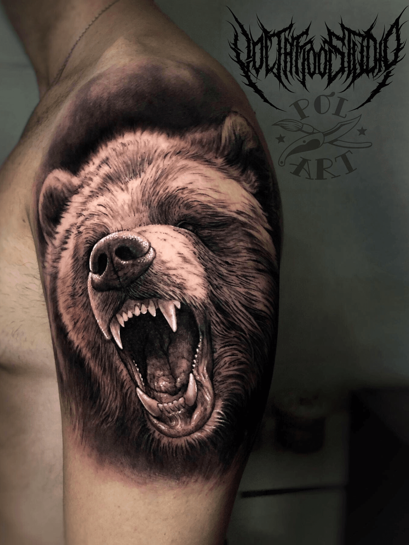 12 Cool Roaring Bear Tattoo Designs  PetPress  Bear tattoo meaning  Chest tattoo bear Bear tattoo