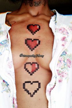 8 bit heart tattoo chest