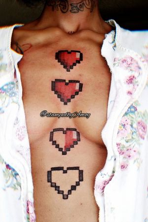 Zelda hearts, video game tattoo 