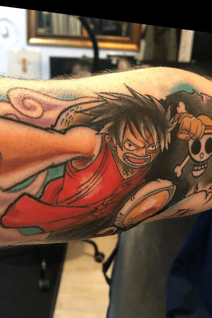 Forearm tattoo of Luffy